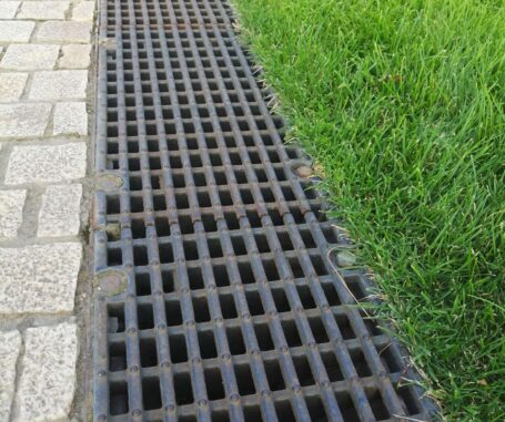 channel drain on a yard
