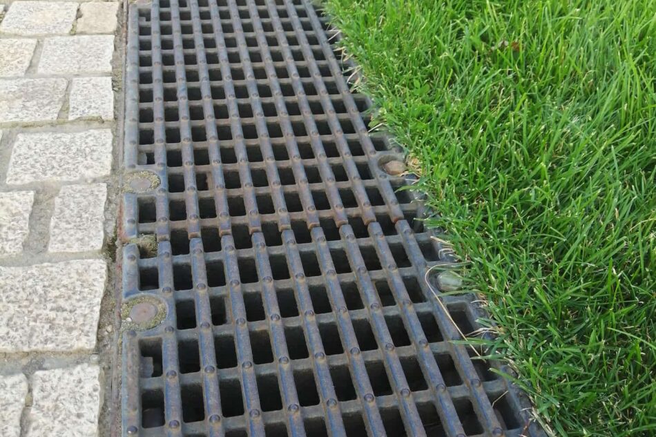 channel drain on a yard